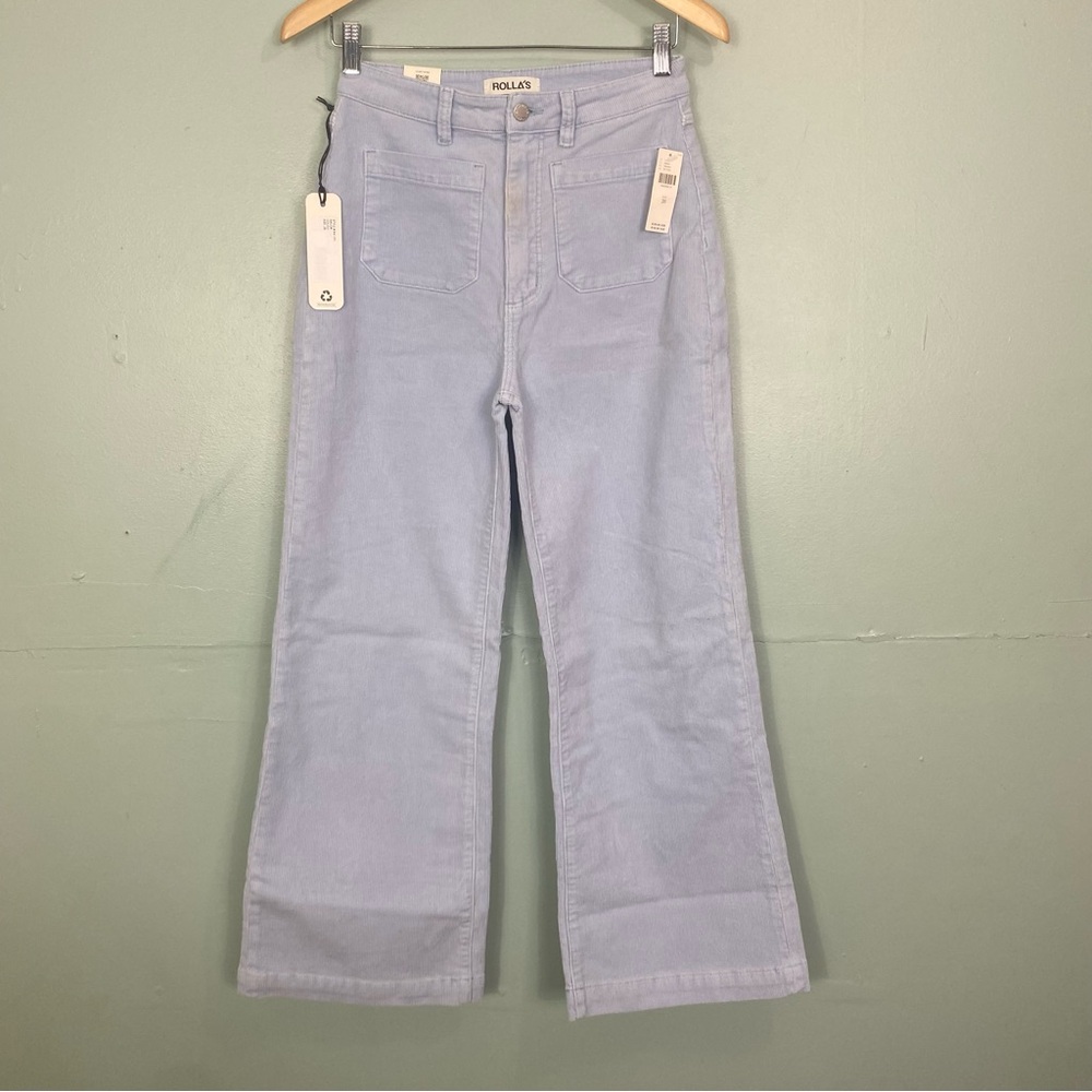 Rollas Sailor High Rise Wide Leg Corduroy‎ Pants Blue Size 28 FLAWED